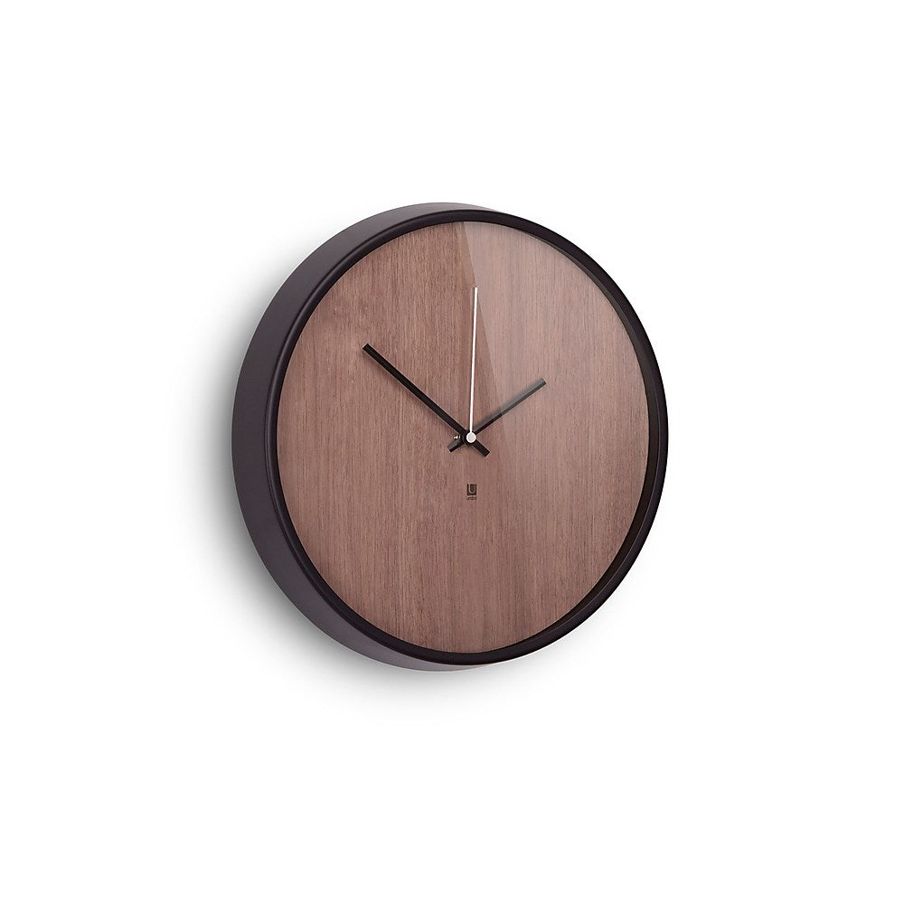 Umbra Madera Wall Clock, Black and Walnut