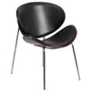 Flash Furniture Bentwood Leisure Reception Chair, Mahogany with Black Leather Upholstery