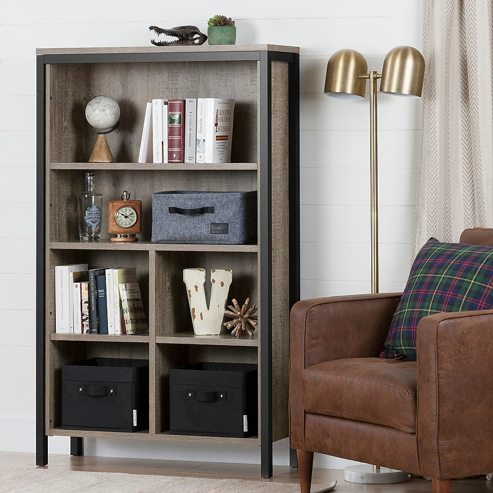 South Shore Munich 6-Shelf Bookcase with Cube, Oak