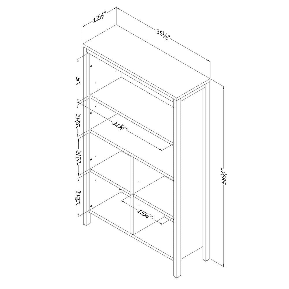 South Shore Munich 6-Shelf Bookcase with Cube, Oak