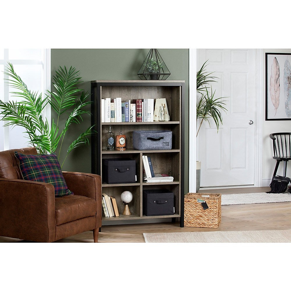 South Shore Munich 6-Shelf Bookcase with Cube, Oak