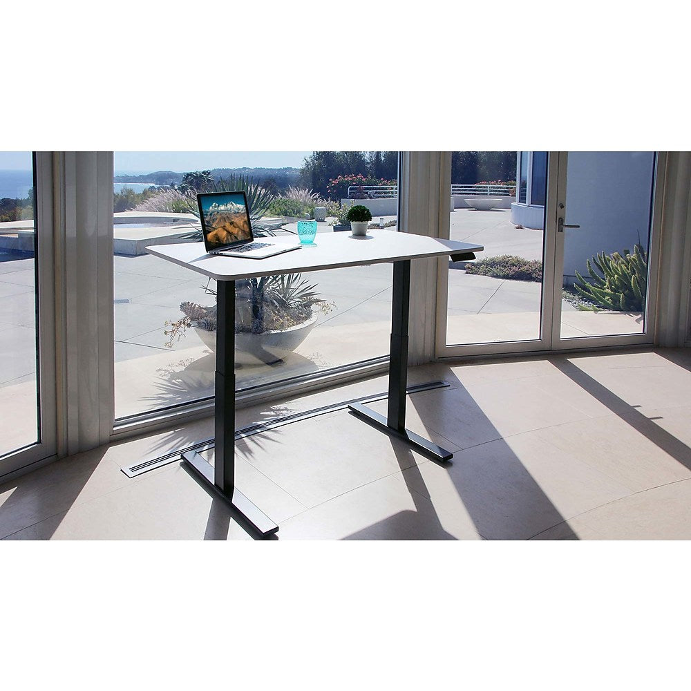 Autonomous SmartDesk Height-Adjustable Standing Desk with Single Motor, Black Frame with White Classic Top