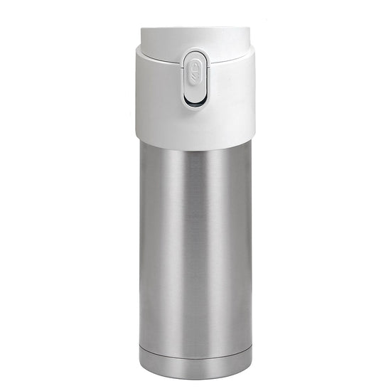 Pao Thermal Tea Mug, 12 Oz., Silver with White Lid